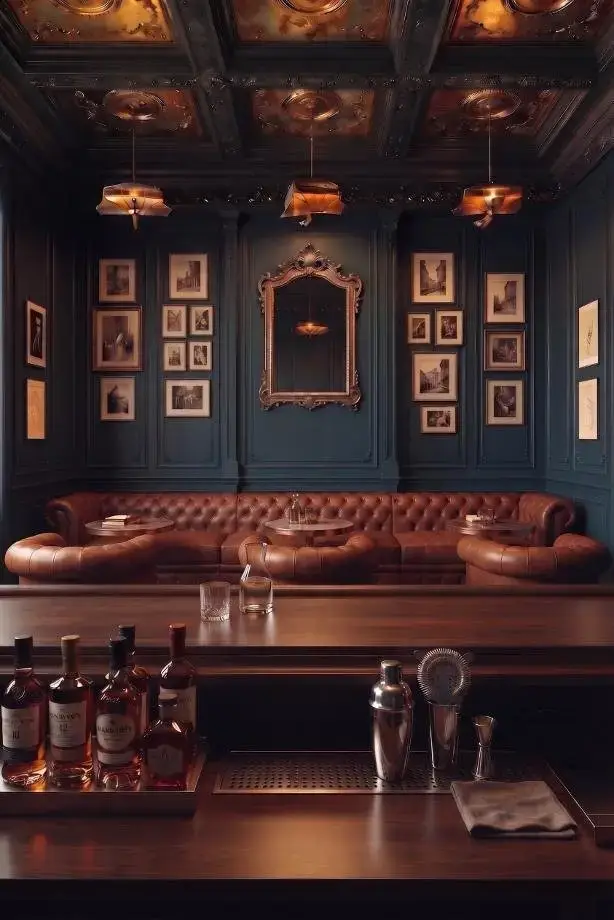 B-Side Bar lounge with leather seating